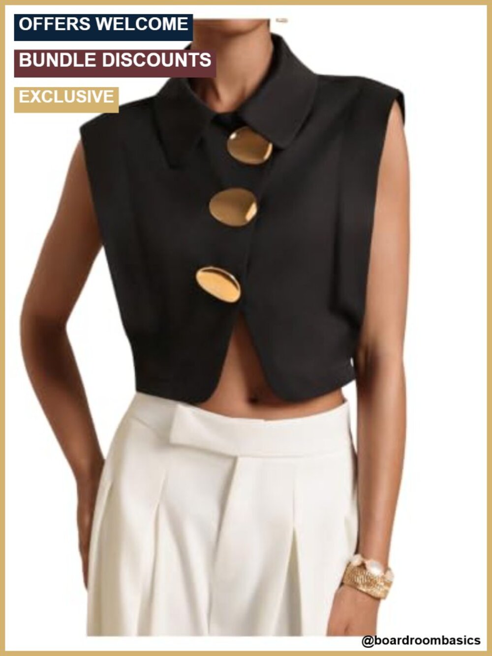 Verdusa Women's Collared Crop Blouse with Metal Buttons Work Shirt